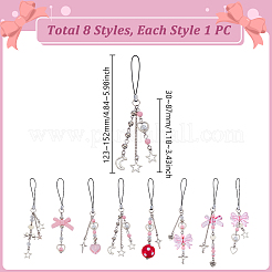 8 шт. ремешок для мобильного телефона из сплава и акрила&nbsp;HJEW-GA00046