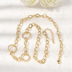 Латунная фактурная цепочка с плетением из проволоки и ожерельем из звеньев&nbsp;NJEW-L013-07G