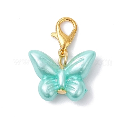 Adornos colgantes de mariposa con imitación de perla acrílica opaca&nbsp;HJEW-JM03919-02