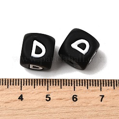 20 pièces cube noir lettre perles de silicone 12x12x12mm dés carrés alphabet perles avec 2mm trou entretoise perles de lettre en vrac pour bracelet collier fabrication de bijoux&nbsp;JX433D