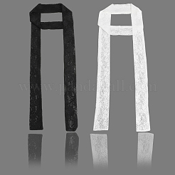 2шт 2 цвета полиэстер кружевной длинный шелковый шарф для женщин и девочек&nbsp;AJEW-GF0011-28D