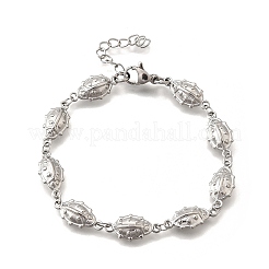 Браслеты из нержавеющей стали 304 с божьей коровкой для женщин&nbsp;BJEW-K226-15B-P