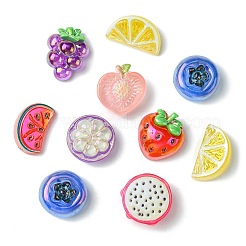 40 Stück 8 Stile galvanisieren UV-Beschichtung opake Fruchtharz-Cabochons&nbsp;RESI-CJ0004-53