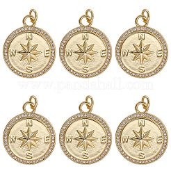 6 шт. латунные подвески с микропаве из прозрачного кубического циркония&nbsp;KK-BBC0021-83