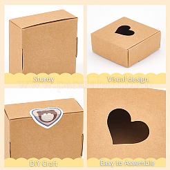 Scatole regalo quadrate scavate a forma di cuore in carta kraft&nbsp;CON-WH0095-66B