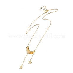 Halskette mit Mondanhänger aus natürlichem Topas&nbsp;NJEW-TA00257-02