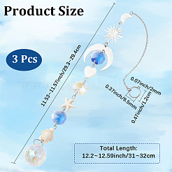 3 шт. стеклянные круглые и восьмиугольные бусины подвесные ловцы солнца&nbsp;HJEW-CN0001-40