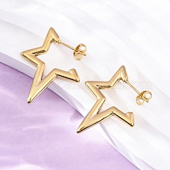 Серьги-гвоздики в форме звезды из нержавеющей стали 304&nbsp;EJEW-B108-17G