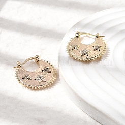 Серьги-кольца из латуни с прозрачным фианитом и прозрачным фианитом&nbsp;EJEW-Z157-01G