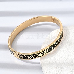 Brazaletes articulados de acero inoxidable 304 con esmalte negro y estampado de piel animal para mujer.&nbsp;SA-CBAC920-02G