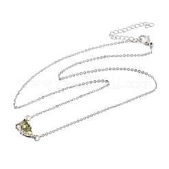 Halsketten mit rechteckigem und herzförmigem Anhänger aus Messing mit Zirkonia-Pavé-Fassung und Kabelkette&nbsp;KK-CBAB173-04P-02