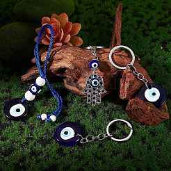 6 stücke 3 stil handgemachte bösen blick Bunte Malerei keychain&nbsp;KEYC-SW00002