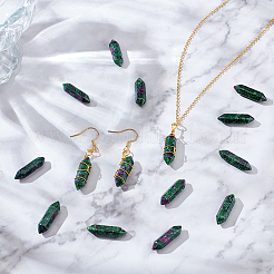 15 шт. натуральный рубин в цоизите с двойными наконечниками&nbsp;G-OC0003-67