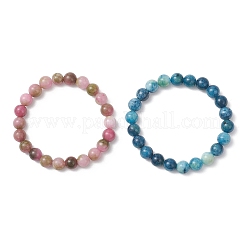 2 шт. эластичный браслет из бусин натурального белого нефрита для женщин&nbsp;BJEW-JB13165