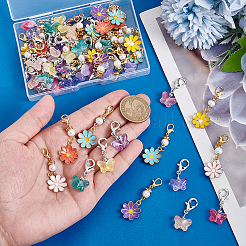 36 шт. 6-цветная прозрачная стеклянная подвеска-бабочка&nbsp;HJEW-PH02252