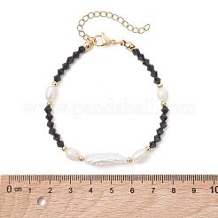 Armbänder aus natürlichen barocken Keshi-Perlen und bikonischen Glasperlen für Damen&nbsp;BJEW-TA00726