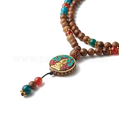 Collana con ciondolo rotondo piatto guan yin&nbsp;NJEW-JN03662