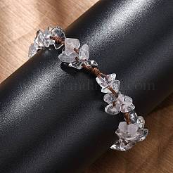 Braccialetti di perline intrecciate in cristallo di quarzo naturale regolabili per le donne&nbsp;BJEW-U035-02L
