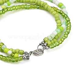 3 bracelet multi-brins en perles de verre de 3 couleurs pour femmes&nbsp;BJEW-JB12052