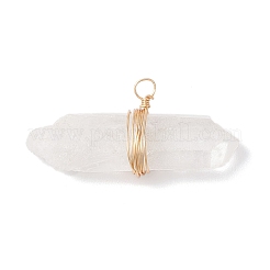 Подвески из натурального кварцевого кристалла с гальваническим покрытием в форме неправильной призмы&nbsp;PALLOY-JF03904-01