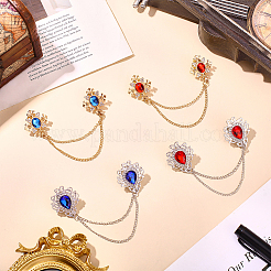 4 шт. 4 стиля броши-булавки для воротника из цинкового сплава со стразами&nbsp;JEWB-ME0001-06