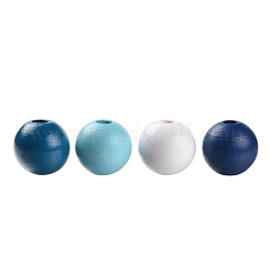 160 pièces 4 couleurs été océan style marin perles rondes en bois naturel peint&nbsp;WOOD-LS0001-01F