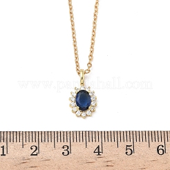 Овальный кулон из латуни с прозрачными и синими кубическими цирконами&nbsp;NJEW-D341-09G