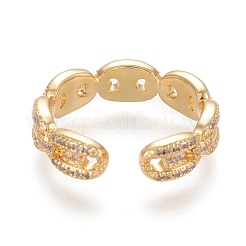 Регулируемые латунные кольца микро манжеты из прозрачного циркония&nbsp;RJEW-M133-11G
