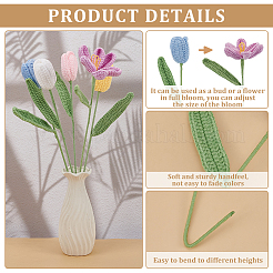 5шт. 5-х цветная шерстяная пряжа искусственный цветок тюльпана&nbsp;AJEW-FG0004-63