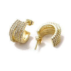 Orecchini a bottone in ottone dorato con micro pavè di zirconi&nbsp;EJEW-B040-01A-G