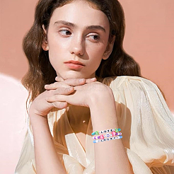 Наборы для изготовления браслетов из полимерной глины и акриловых бусин своими руками&nbsp;DIY-YW0011-41