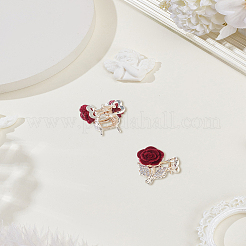 2 шт. цинковый сплав с флокированием и стразами розовые мини-заколки-коготь для волос для женщин и девочек&nbsp;PHAR-LP0003-001