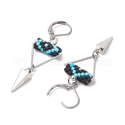 Серьги-гвоздики с застежкой-молнией из латунного стекла с треугольным глазом&nbsp;EJEW-MZ00452-01