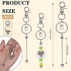 16 Stück Legierungs-Perlen-Schlüsselanhänger für DIY-Handwerk&nbsp;KEYC-SZ0001-17P