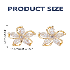 1 пара серег-гвоздиков из латуни с микропаве из прозрачных кубических цирконий&nbsp;EJEW-LP0004-89