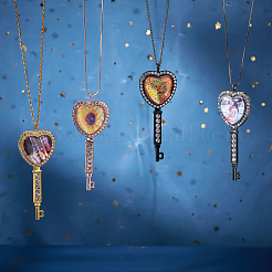 Kit fai da te per trovare i gioielli con ciondoli grandi a forma di cuore e chiave in 12 colori&nbsp;DIY-CA0002-58
