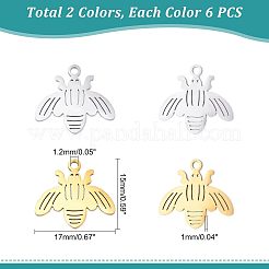 12 шт. подвески из нержавеющей стали 201 двух цветов&nbsp;STAS-UN0034-01