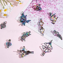 10 pz 10 stili ciondoli a gabbia di perline placcati color arcobaleno&nbsp;FIND-SZ0002-55