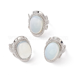 Овальное регулируемое кольцо с драгоценным камнем&nbsp;RJEW-P041-01P