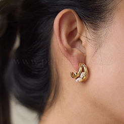 Pendientes de acero inoxidable 304 con micropavé de circonita cúbica para mujer&nbsp;SA-CBAABBA-03G