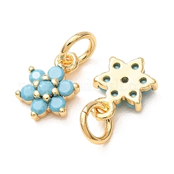 Dijes de latón con micro pavé de circonitas cúbicas turquesa oscura&nbsp;CU-K002-05G