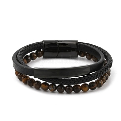Bracciali multifilo in pelle intrecciata per uomo&nbsp;BJEW-Z081-16EB