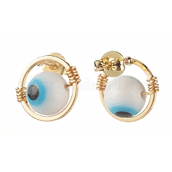 Orecchini a perno con perline rotonde a lampwork malocchio&nbsp;EJEW-JE04665-02
