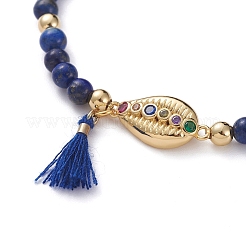 Bracelets en lapis lazuli naturel avec breloque&nbsp;BJEW-JB04849-04