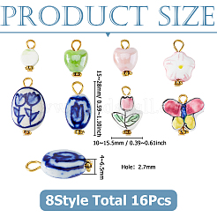 16 шт. 8-х стилевые фарфоровые подвески ручной работы&nbsp;PALLOY-HS00032