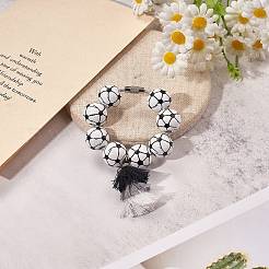 Colgante decorativo con cuentas de madera de fútbol&nbsp;HJEW-SW00116