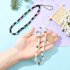 Ремешки для мобильных телефонов из АБС-пластика с имитацией жемчуга и смолы&nbsp;HJEW-YW00166-01