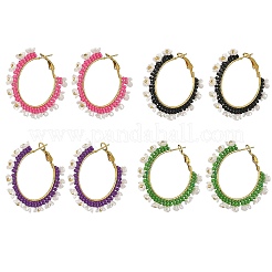 Boucles d'oreilles créoles en verre&nbsp;EJEW-MZ00827