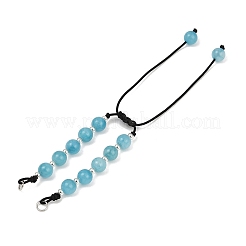 Окрашенный натуральный малайзийский нефрит круглый бисер регулируемый плетеный полиэстеровый шнур изготовление браслета&nbsp;AJEW-JB01325-02