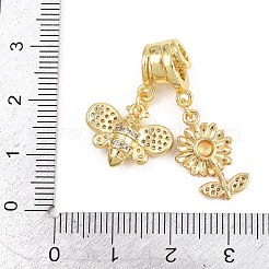 Colgantes de latón con pavé de circonitas cúbicas transparentes&nbsp;KK-H268-13A-G